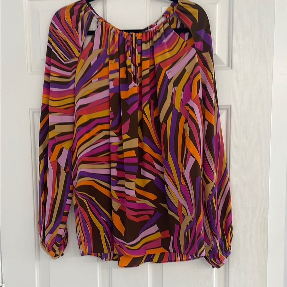Emilio Pucci Purple and Orange Relaxed Long Sleeve Blouse